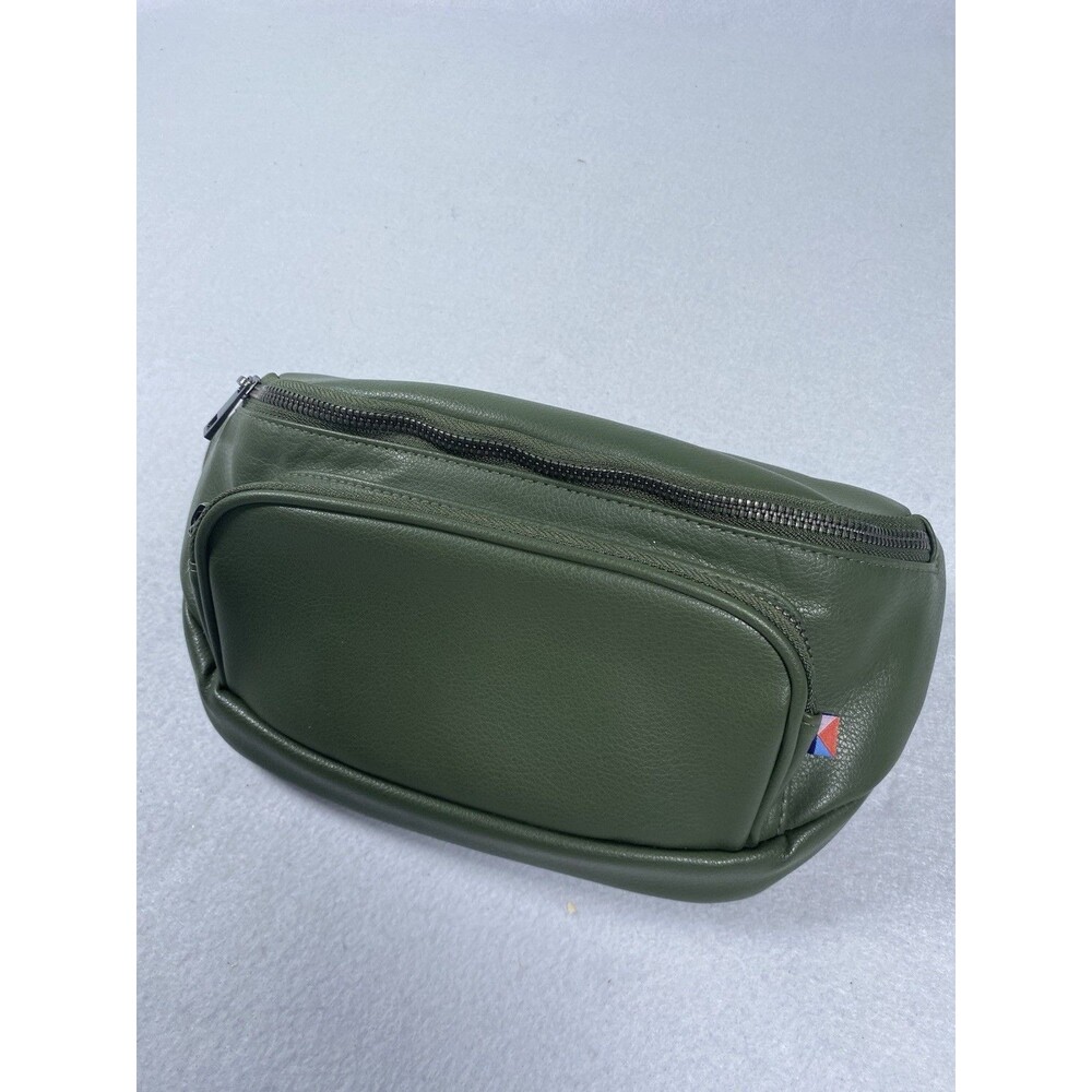 Kibou Travel Diaper Bag/ Fanny Pack Vegan Leather Green Color Zipper Compact